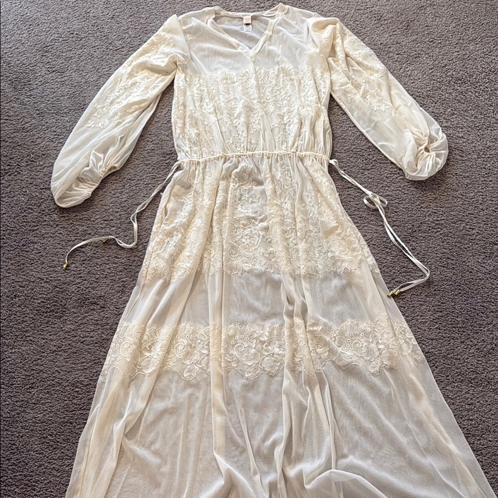 Elegant Cream Lace Maxi Dress by HAH